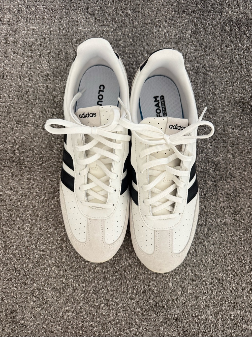 adidas Men’s White Sneakers with Black 3-Stripes